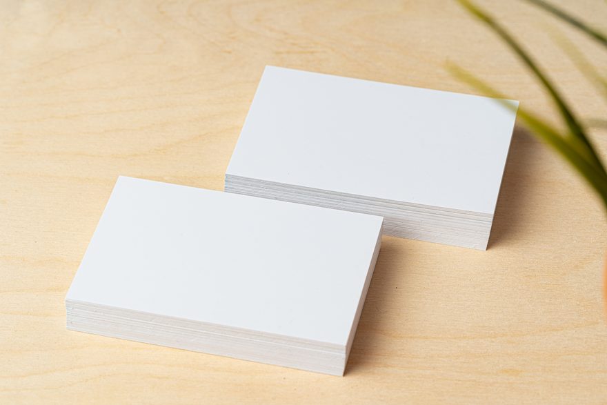 Business cards forgotten in a desk drawer